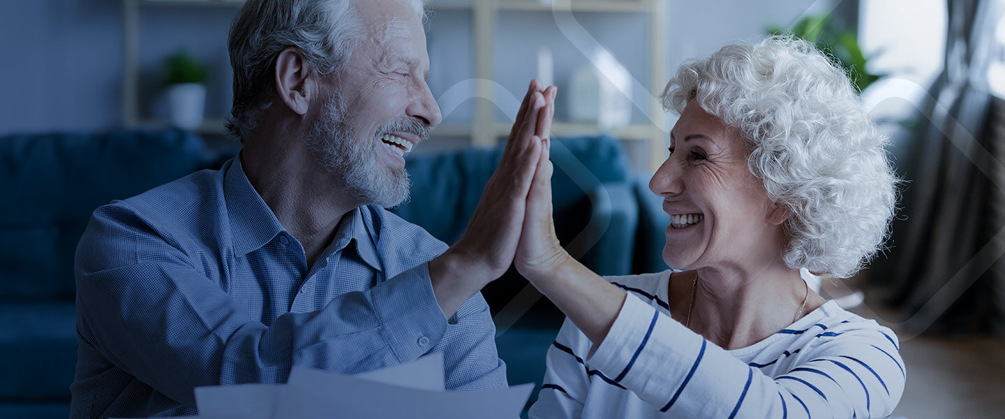 happy couple doing high five