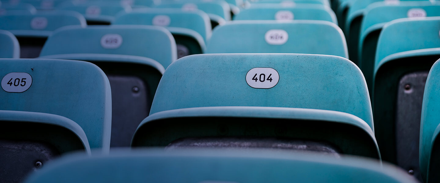 stadium seating focusing on seat number 404