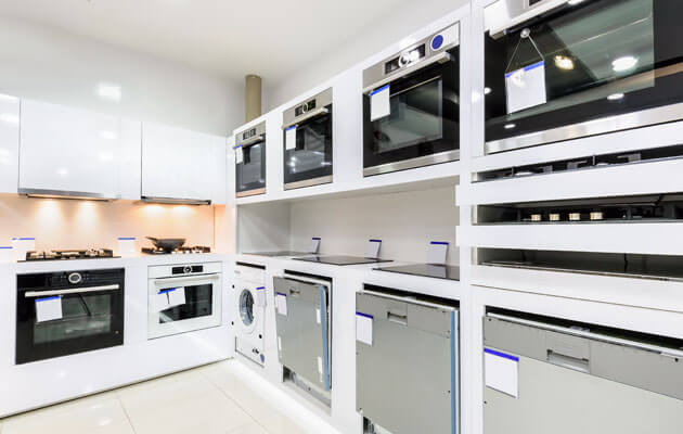 store display of ovens and stove ranges