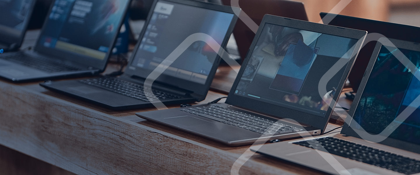 store display of laptops