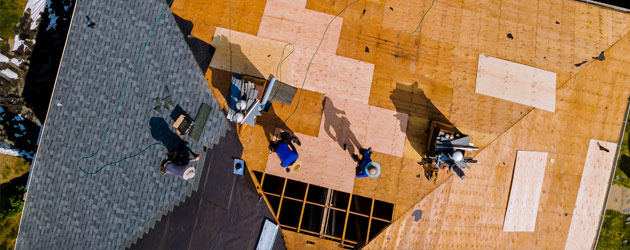 top view roof installation apartment building