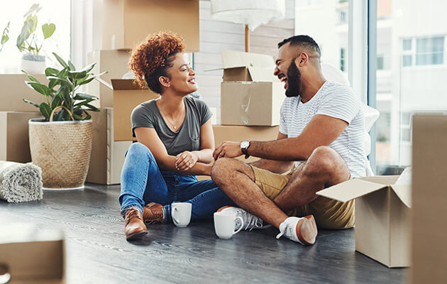 Couple taking a break while moving.