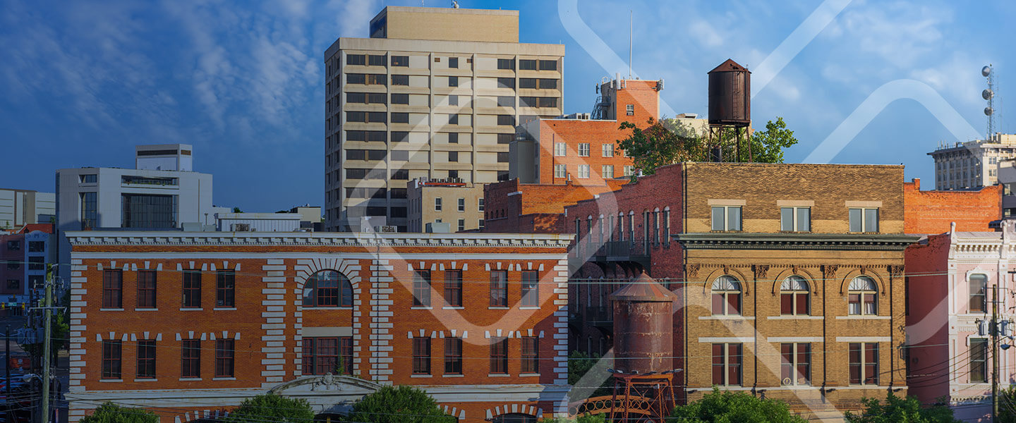 Downtown Montgomery Alabama cityscape.