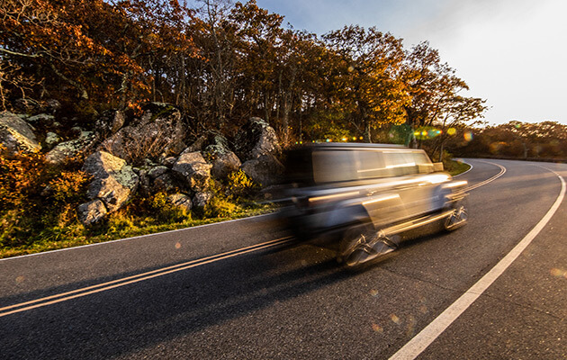 Driving through Shenandoah National Park.