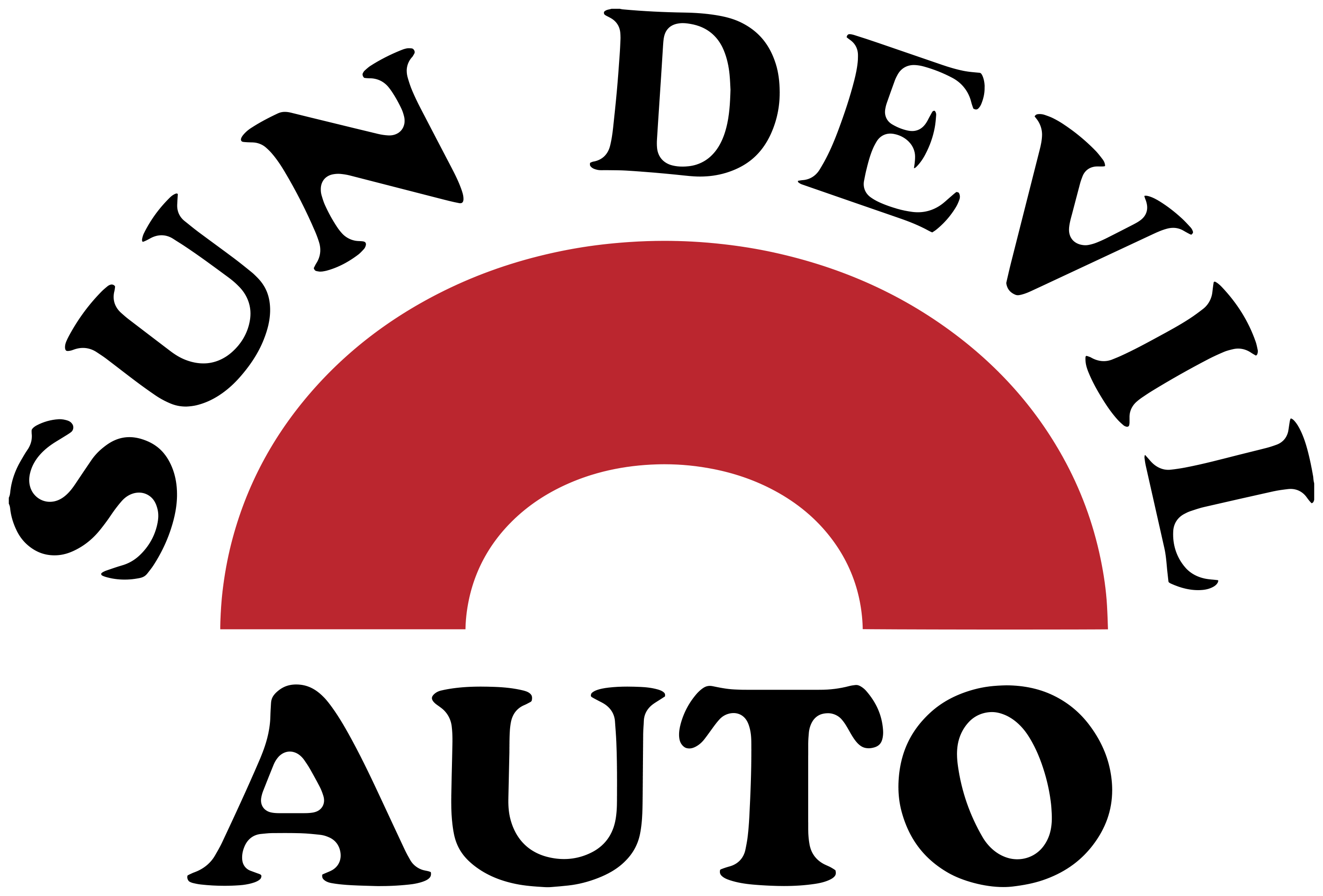 A red semi-circle sun graphic with the words "SUN DEVIL" arched above and "AUTO" below, all in bold white-outlined black text.